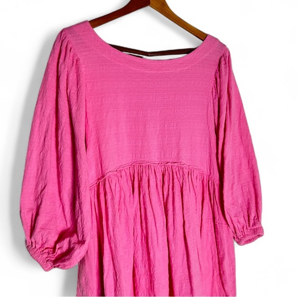 FP Beach by Free People Pink Boho Baby Doll Tunic Dress Balloon Sleeve Size M - Picture 4 of 6